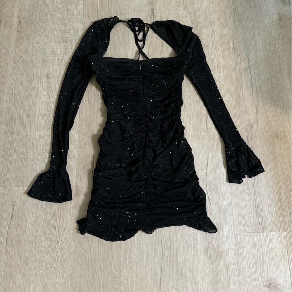 Cleo Centric Siya Glitter Mini Dress (Black)